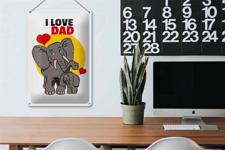 Blechschild Spruch 20x30cm I love Dad (Elefanten)