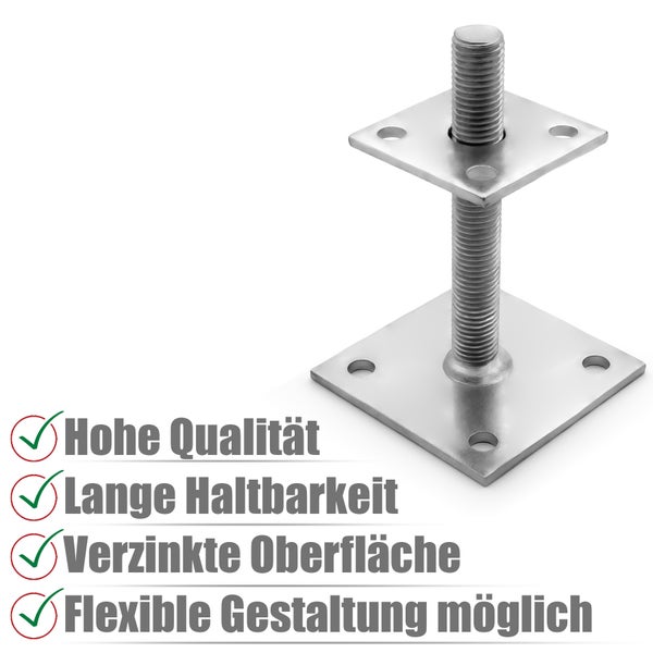 Verstellfuß aus verzinktem Stahl mit Montageplatte