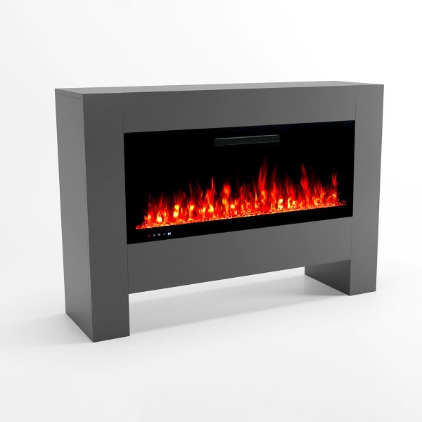 Glow Fire Elektrokamin 'Hermes' | LED Standkamin in grau mit Heizung (1500 W) | HxBxT: 96 x 136 x 38 cm