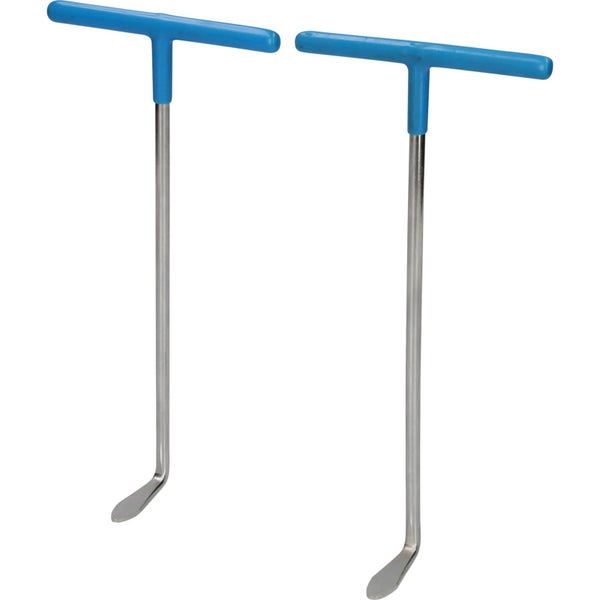 Zwei Fugenreiniger mit blauem Griff und Metallstiel