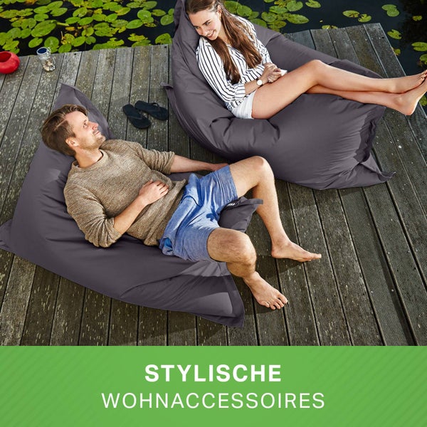 Green Bean Sitzsack XXL 140x180cm 380 Liter Kinder & Erwachsene Bean Bag EPS Perlen Füllung Riesensitzsack Groß Draußen Outdoor Liegekissen Waschbar Wetterfest Lounge Sitzkissen Bodenkissen Grau
