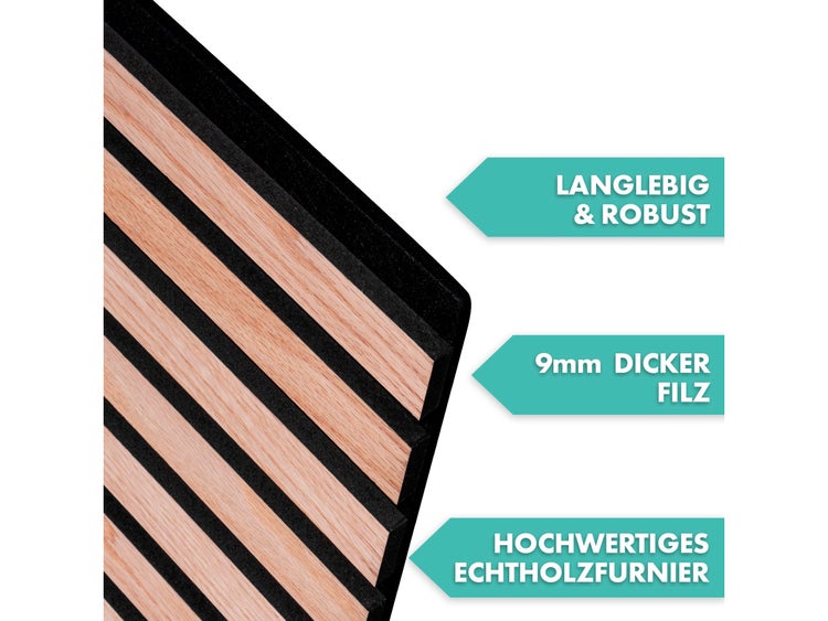 FLOORDIREKT Akustikpaneel - für Angenehme Raumakustik - in Holzoptik - 118 x 60 cm - Red Oak