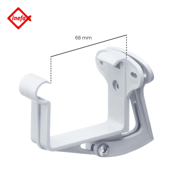 Inefa Logo, Dachrinnenhalter für Kastenrinne aus Kunststoff mit einer Breite von 68 Millimeter.
