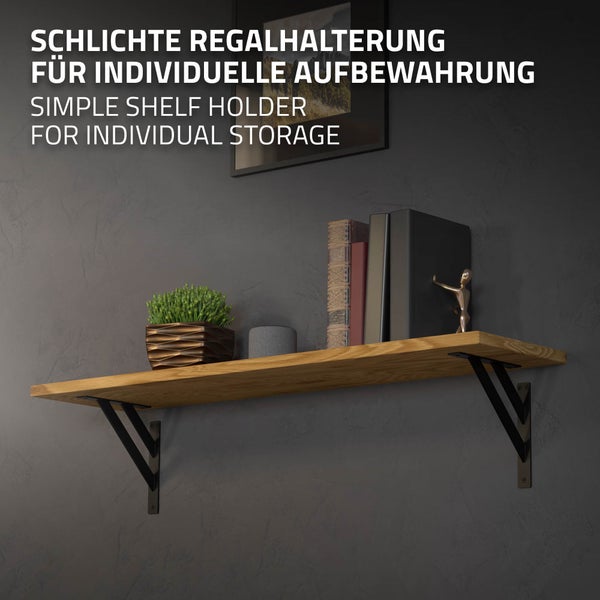 ML-Design 4 Stück Regalhalterung 240x240 mm, Schwarz, Aluminium, Schwebende Regalhalterungen, Regalwinkel, Wandhalterung für Regalbrett, Regalträger für Wandmontage, Wandregal Wandkonsole Regalstütze