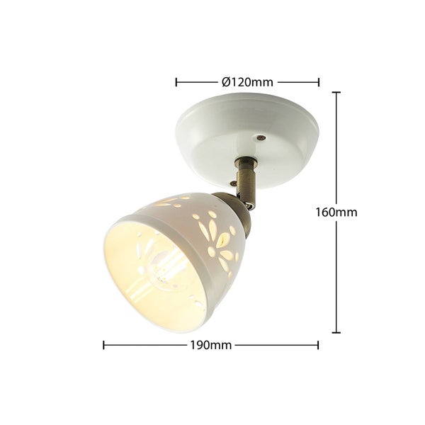 Lindby Strahler Sanrike (Landhaus, Vintage Rustikal) in Weiß aus Keramik (1 flammig E14) - Deckenlampe Deckenleuchte Lampe Spot Wohnzimmerleuchte