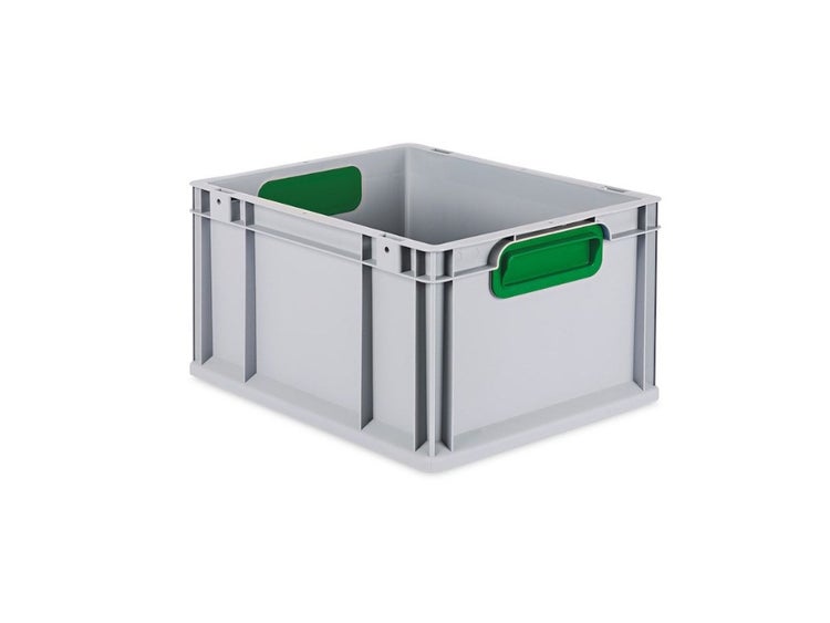 PROREGAL Eurobox Nextgen Color HxBxT 22 x 30 x 40 cm 20 Liter Griffe Grün Geschlossen Glatter Boden Eurobehälter Transportbox