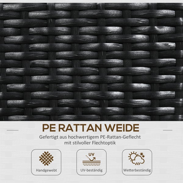 Nahaufnahme von PE-Rattan-Geflecht, handgewebt, UV-beständig und wetterbeständig