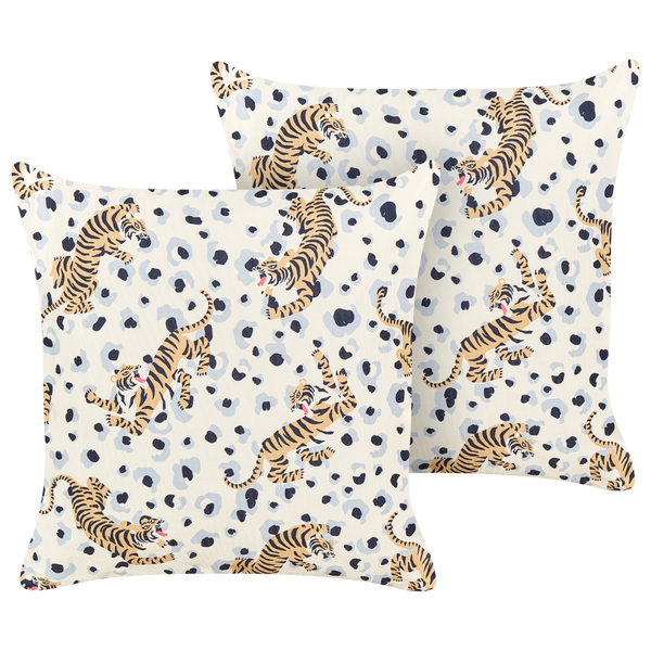 Gartenkissen 2er Set ARENZANO 45 x 45 cm Beige Tiermuster
