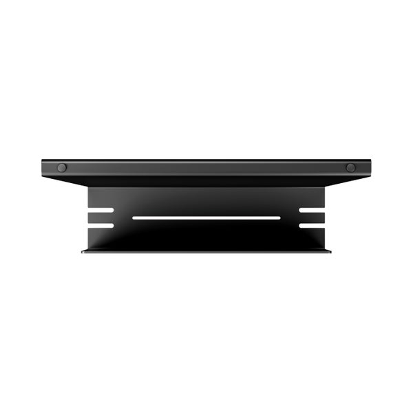 Wandregal aus Metall zur Wandmontage mit Befestigungsschlitzen und Schraubabdeckungen.