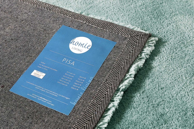 Teppich Rund Türkis Grau Hochflor Pisa Homie Living 120 cm rund