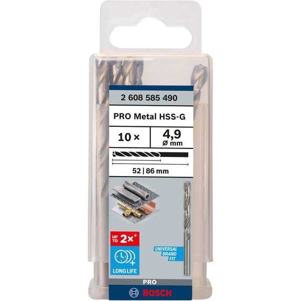 Bosch PRO Metal HSS-G Spiralbohrer 4,9 x 52 x 86 mm - 2608585490