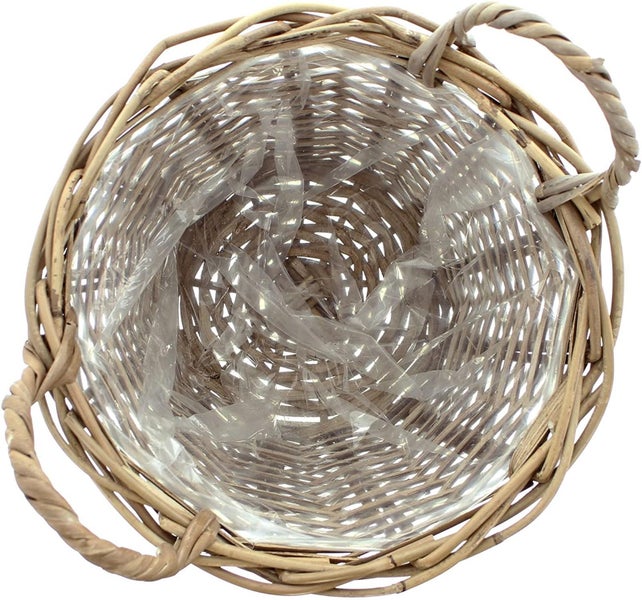 Dekoleidenschaft Pflanzkorb Rattan groß, Ø 40x30 cm Blumentopf, Pflanztopf, Pflanzkübel für Draußen, Blumenkübel
