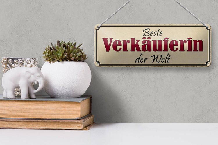 Blechschild Spruch 27x10cm beste Verkäuferin der Welt Dekoration