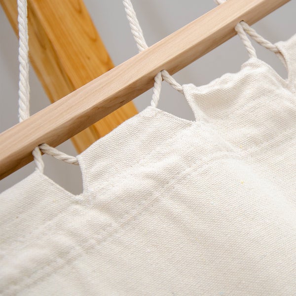 AMANKA XL Hängematten Gestell 325cm Holzgestell mit Stabhängematte Doppelhängematte Beige