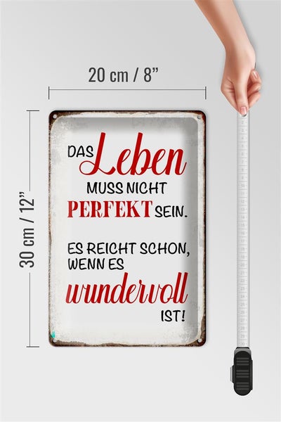 Blechschild Spruch 20x30cm Leben muss nicht perfekt sein