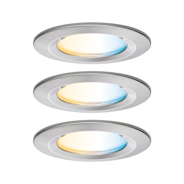 LED Einbauleuchte Nova Coin IP44 rund 78mm Tunable White 3x6W 3x530lm 230V Eisen gebürstet Aluminium
