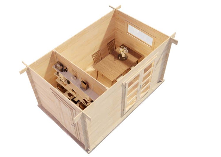 Alpholz 2-Raum Gartenhaus Kampen aus Holz Gartenhütte Wandstärke: 28 mm Geräteschuppen