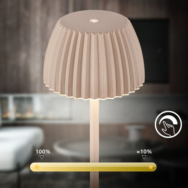 LED Akku Stehleuchte stufenloser Touchdimmer 4,2W 400 lm 2700 K höhenverstellbar Riffle beige