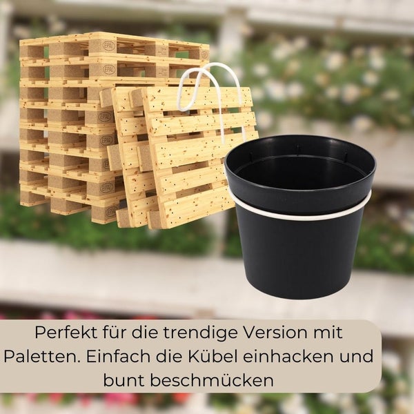 5 x Hängetopf Blumentopf Pflanztopf Set mit Haken Halterung Hängeblumentopf Wand