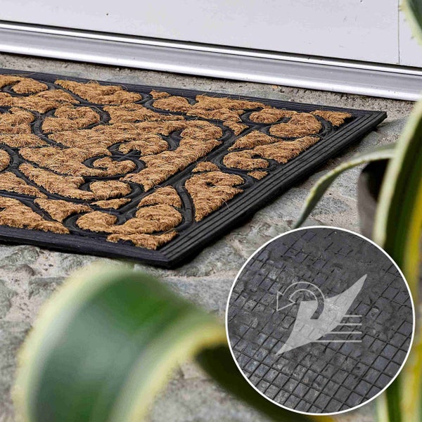 Fußmatte aus Kokosfasern mit Gummirand und Anti-Rutsch-Beschichtung