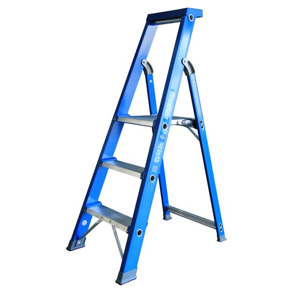 Blaue Trittleiter mit drei Stufen