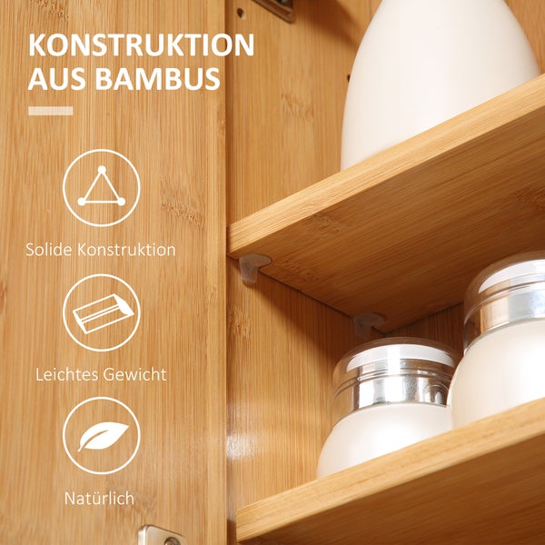 Badezimmerschrank aus Bambus mit Regalböden