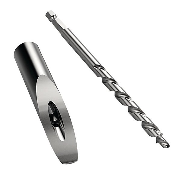 Stufenbohrer und Bohrführung für Taschenlochbohrungen aus Metall