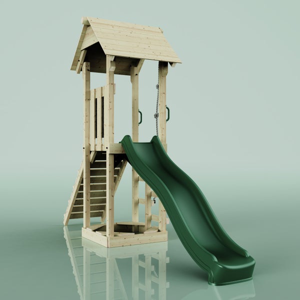 Spielturm aus Holz mit Rutsche und Leiter für den Garten