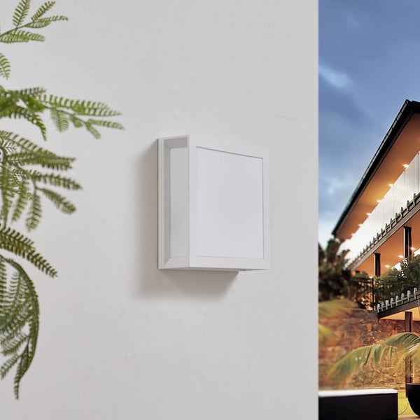 Lindby Wandleuchte außen Sivana (spritzwassergeschützt (Modern) in Weiß aus Aluminium (2 flammig, E27) - Außenwandleuchten Wandlampe Led Außenlampe Outdoor für Außenwand/Hauswand Haus