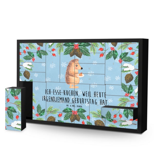 Mr. & Mrs. Panda Befüllbarer Adventskalender Igel Kuchenstück - Blau Pastell