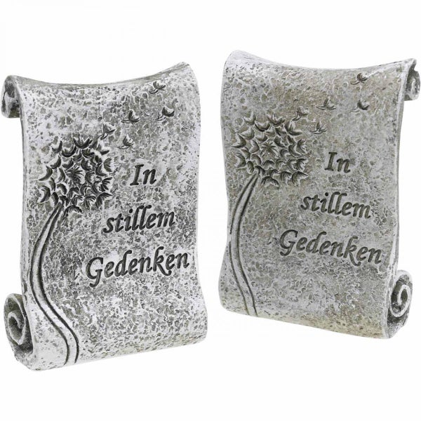 Grabschmuck mit Aufschrift In stillem Gedenken und Löwenzahn-Motiv