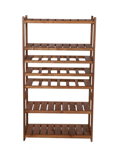 PROREGAL Weinregal SPREEWALD HxBxT 124x70x33cm 18 Flaschen auf 3 Ebenen + 4 Ablagen Massives Kiefernholz Braun geölt