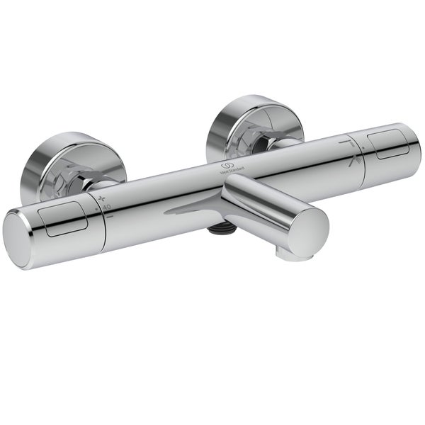 Ideal Standard Wannenarmatur Thermostat für die Wandmontage mit zwei Bediengriffen und Auslauf