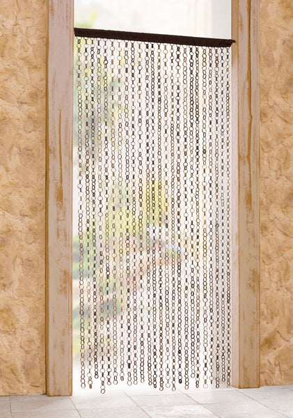 FRANK FLECHTWAREN | Türvorhang Ring in Ring, BAMBUS, LEINEN, ca. GH 185 cm, Breite 90 cm