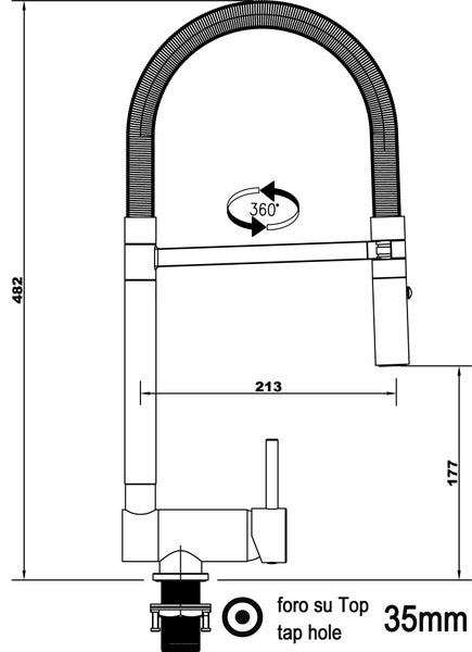 Wasserhahn Vorfenster Küchenarmatur, Umklappbar 6 CM, mit 360° schwenkbarem Auslauf, abnehmbare 2 strahl Handbrause, Verchromt