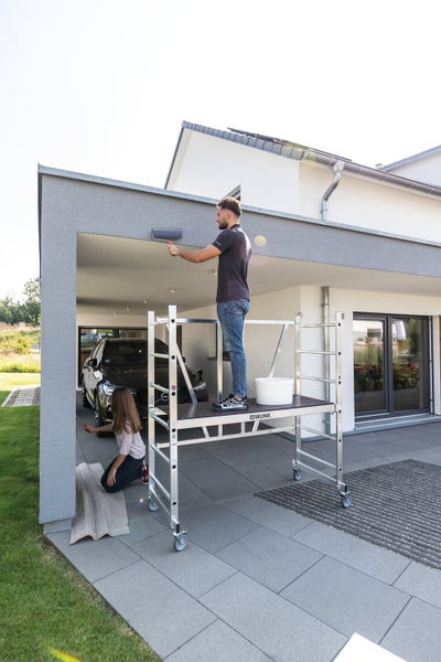 PROREGAL ML Klappgerüst Mit Teleskopausleger Plattformgröße 150x60cm Arbeitshöhe Bis 3m Traglast 150kg Inkl. 4x Lenkrollen
