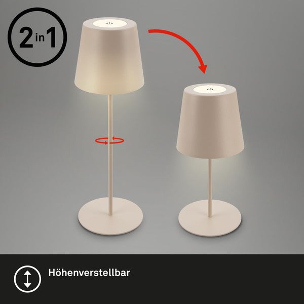 Höhenverstellbare LED-Tischleuchte zwei in eins mit Touch-Funktion.