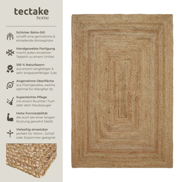Handgewebter Teppich tectake strapazierfähig und pflegeleicht verschiedene Größen 160 x 230 cm
