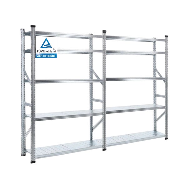 PROREGAL Fachbodenregal Stecksystem Proximo Komplettregal HxBxT 200 x 240 x 40 cm 5 Ebenen Fachlast 200 kg Beidseitig Nutzbar Verzinkt