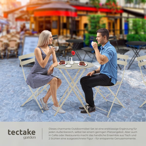 Bistrotisch Set tectake Frieda Belastbarkeit Stuhl 120 kg für 2 Personen creme