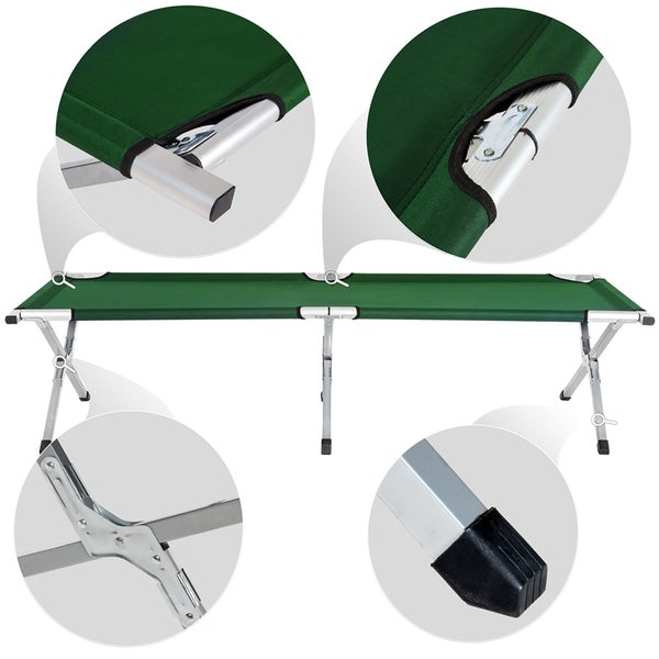4er Set Feldbett tectake  190 x 70 x 45 cm mit Aluminiumgestell grün