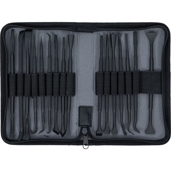 Set mit Kunststoffwerkzeugen in Reißverschlusstasche