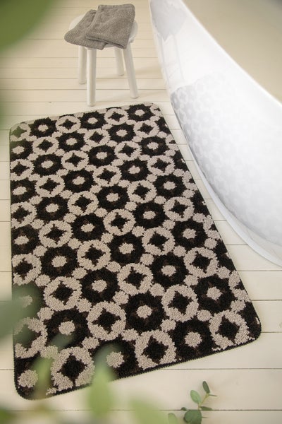 Badteppich Schwarz Taupe J&J  WECONhome Basics 70x120 cm