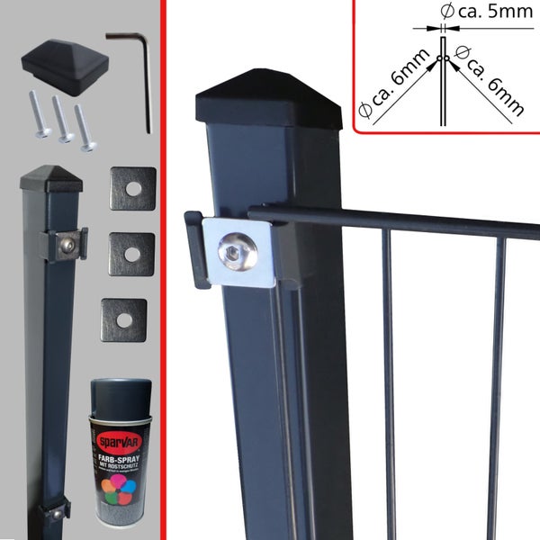 Doppelstabmattenzaun-Set 10m  6/5/6 Klemmplättchen Höhe: 1230 cm