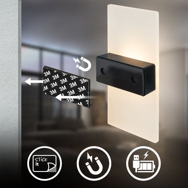 LED Wandleuchte Wandlampe ohne Stromanschluss Bewegungsmelder Akku ohne Bohren