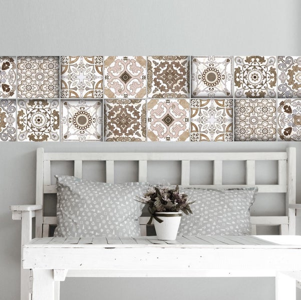 Fliesensticker, Stickerfliesen Mosaik, selbstklebend, bedruckt, ideal für Badezimmer und Küche im 12 Stück a 15x15cm_TS0245