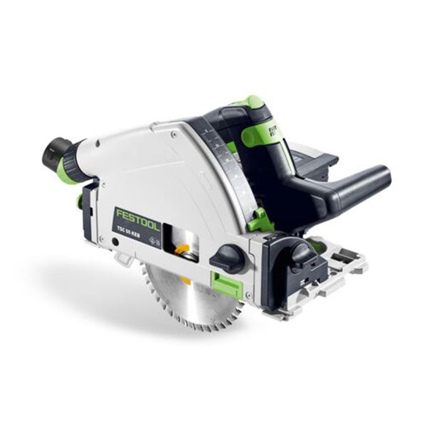 Festool Akku-Tauchsäge TSC 55 KEB mit Kreissägeblatt und Handgriff.