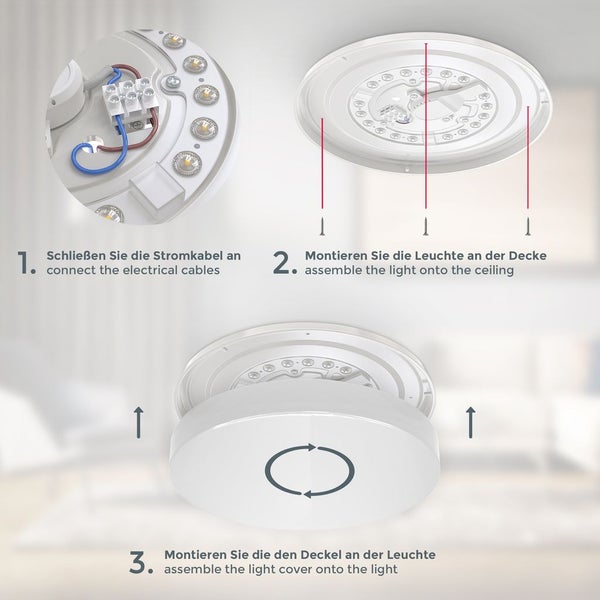 Deckenleuchte Ø28,8 cm - 12W, 1200lm, LED, IP44, neutralweiß, weiß