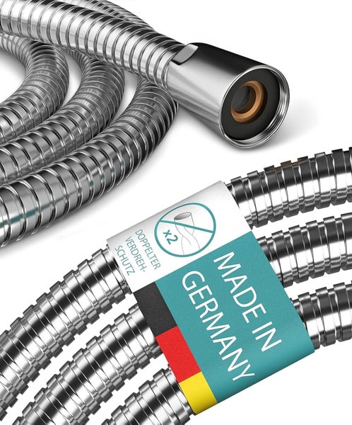 Engelbach® Brauseschlauch 2m mit doppeltem Verdrehschutz - Brauseschlauch aus Edelstahl - Universelles ½” Anschlussmaß