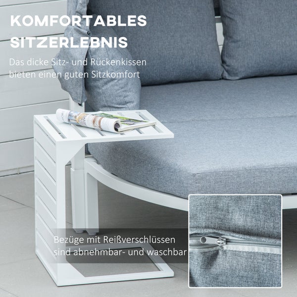 Outsunny 4-tlg. Gartenmöbel-Set, 190/132B x 83T x 73/62H cm, Aluminium, Polyester, grau